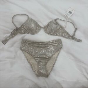 Good American Metallic Bikini Top & Bottom Set